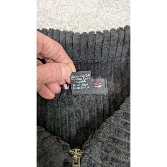 Vibes Mens Corduroy Zip-Up Jacket XL Black Shacket Skater Grunge Shirt - Picture 3 of 9